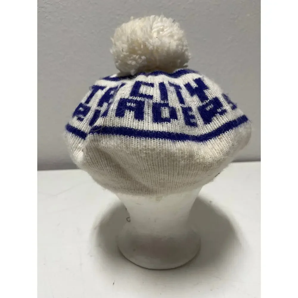 White Tri City Crusaders Cap Beanie puff